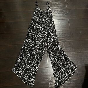 Z Supply Ditsy Floral Wide Leg Fared Jumpsuit XS Pockets Oversized Relaxed Fit